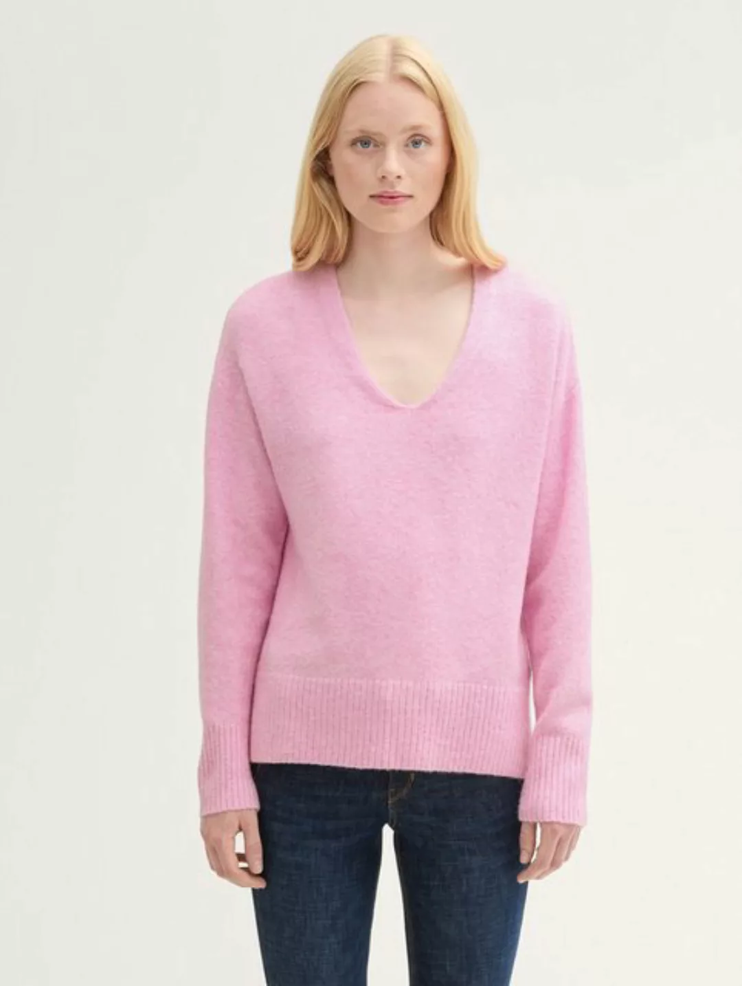 TOM TAILOR Denim Strickpullover Relaxed Strickpullover mit V-Ausschnitt günstig online kaufen