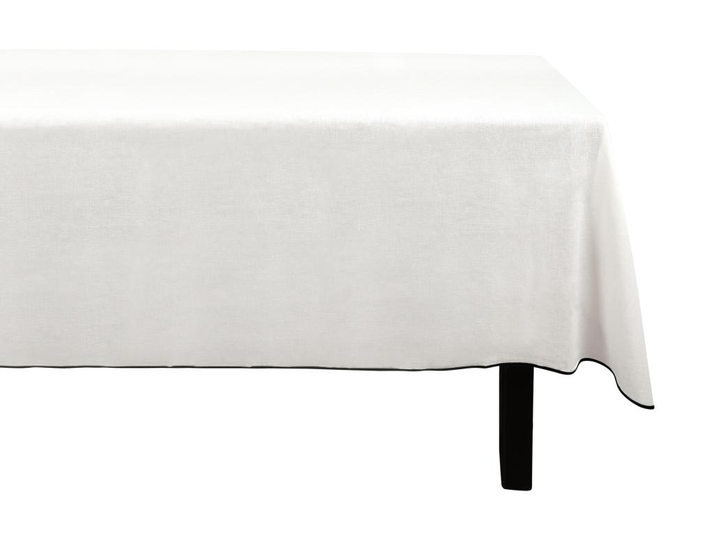 Tischdecke aus Baumwolle & Leinen mit schwarzem Rand - 170 x 170 cm - Creme günstig online kaufen