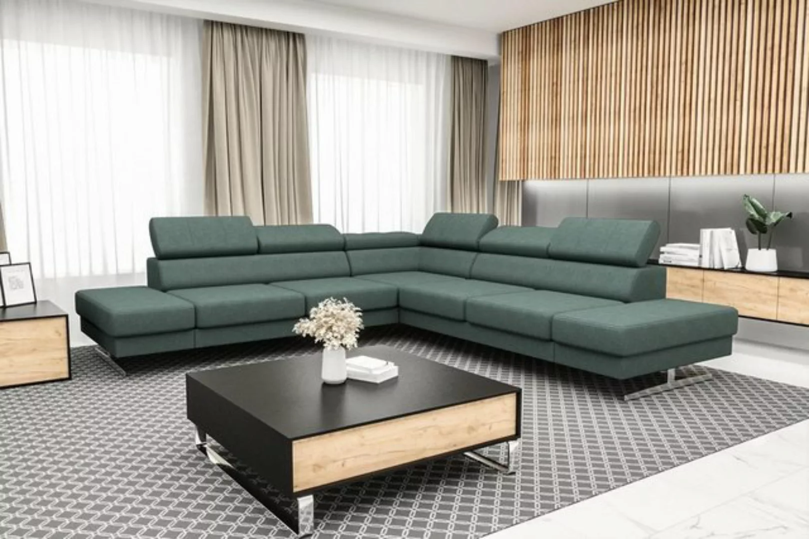 JVmoebel Ecksofa Designer Schwarzes L-Form Luxus Sofa Wohnzimmer Couch Text günstig online kaufen