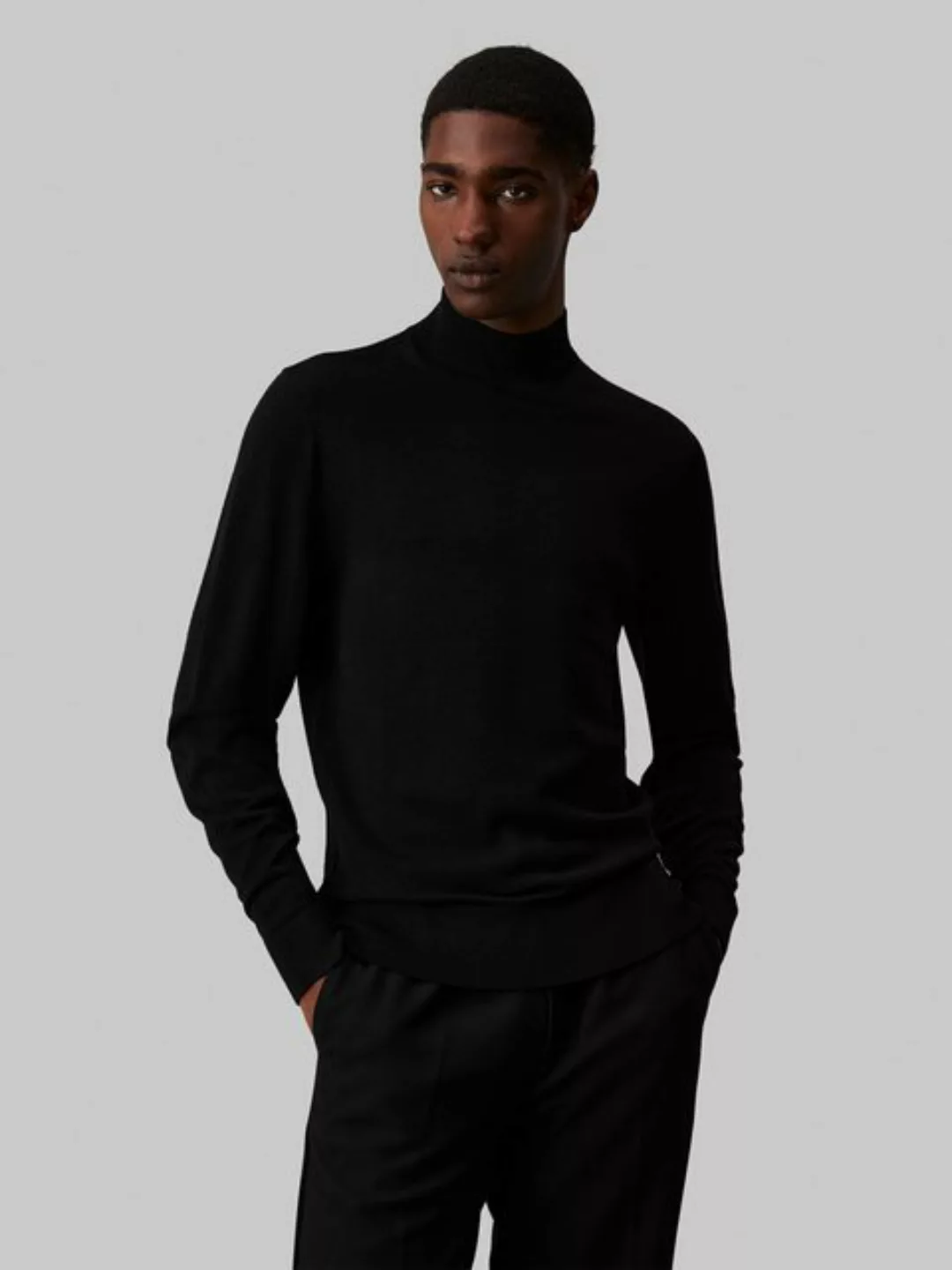 Calvin Klein Rollkragenpullover MERINO MOCK NECK SWEATER mit Markenlabel günstig online kaufen