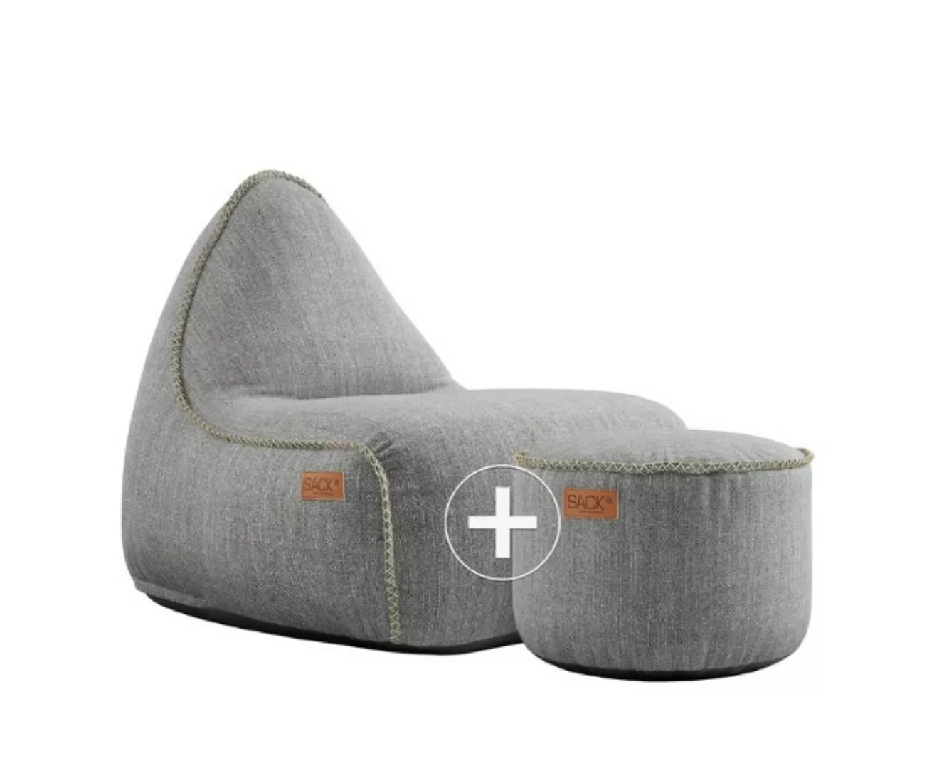 RETROit Cobana Outdoor Sitzsack Loungsessel mit Hocker – Sparset hellgrau günstig online kaufen