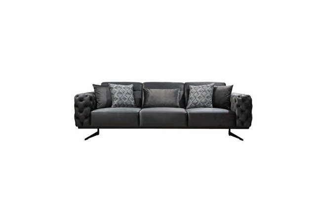 JVmoebel 4-Sitzer Grauer Chesterfield Sofa 4-Sitzer Luxus Wohnzimmer Design günstig online kaufen