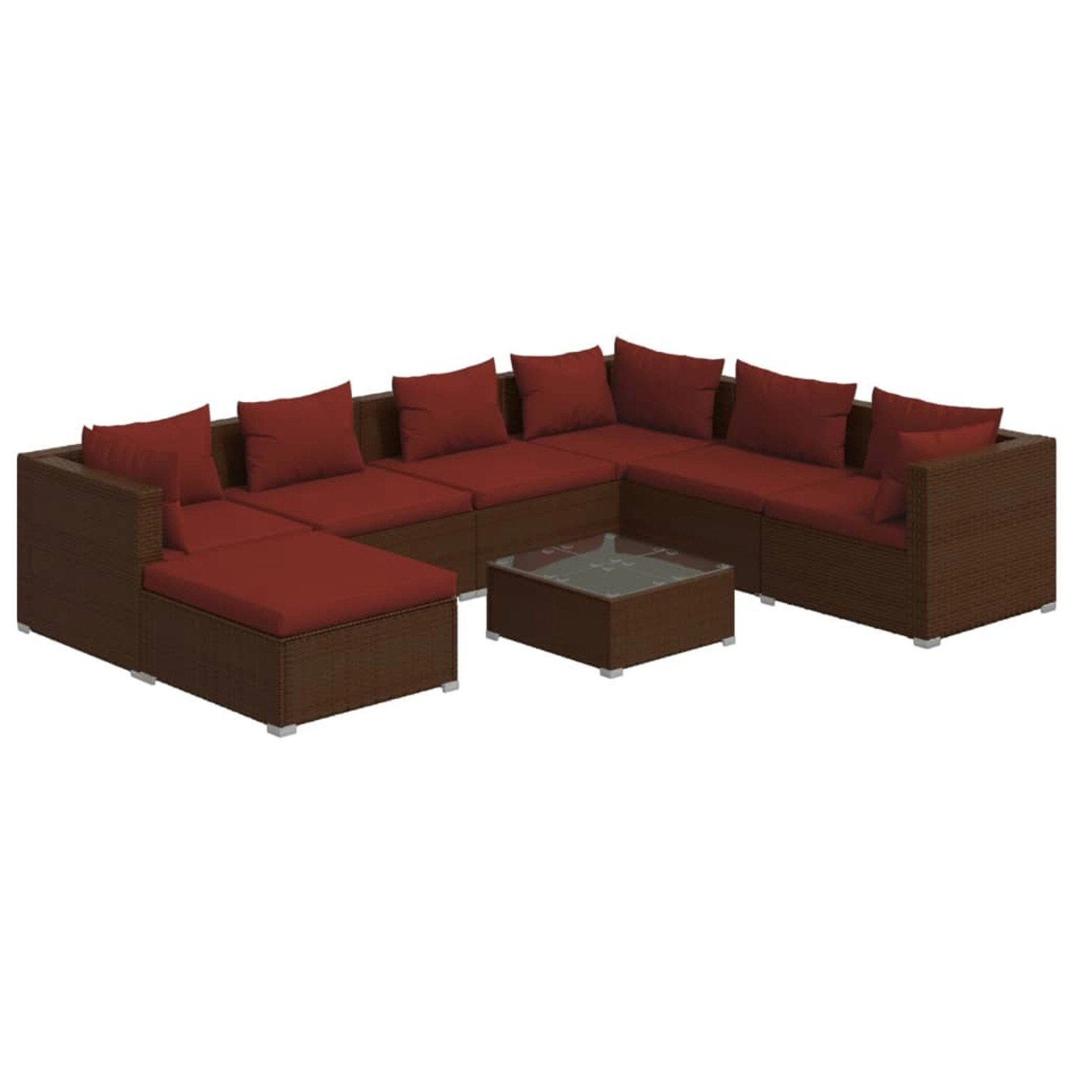 vidaXL 8-tlg Garten-Lounge-Set mit Kissen Poly Rattan Braun Modell 26 günstig online kaufen