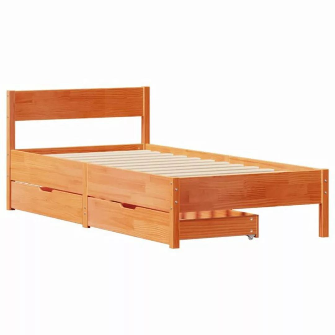 vidaXL Bett Massivholzbett ohne Matratze Wachsbraun 75x190 cm Kiefernholz günstig online kaufen