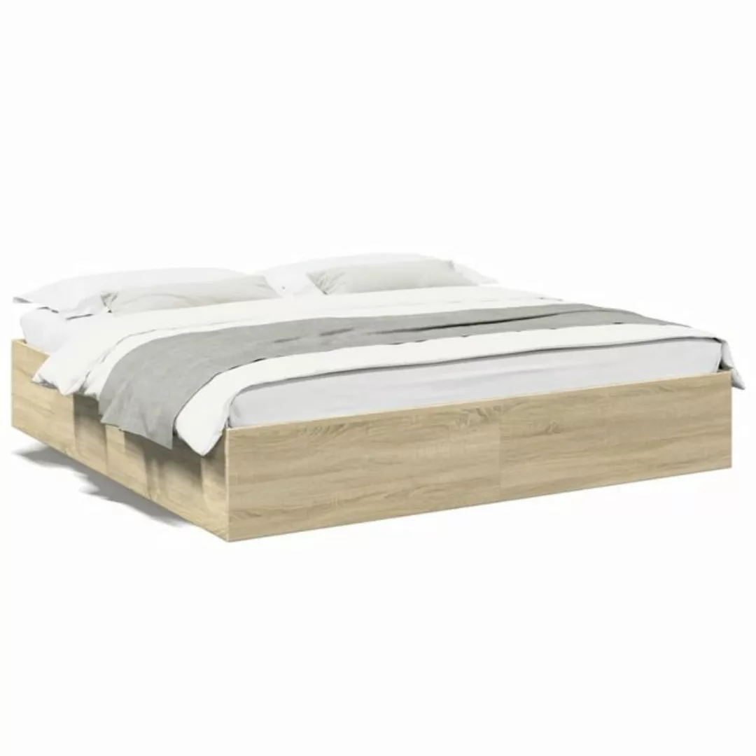 vidaXL Bettgestell, Bettrahmen Sonoma-Eiche 200x200 cm Holzwerkstoff günstig online kaufen