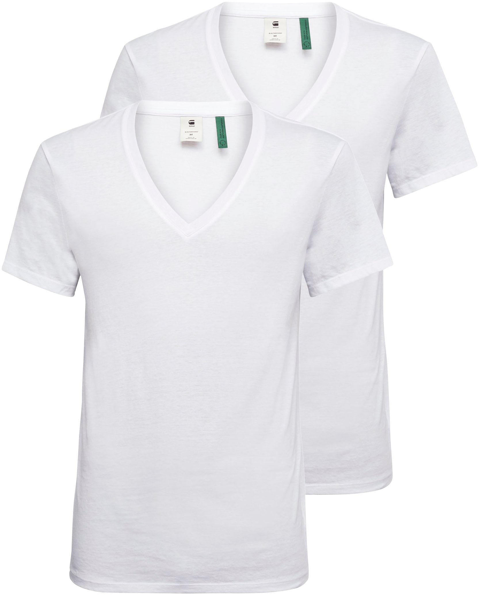 G-star Base Heather Ribbed V-neck Ny Jersey 2 Units Kurzarm T-shirt XL Whit günstig online kaufen