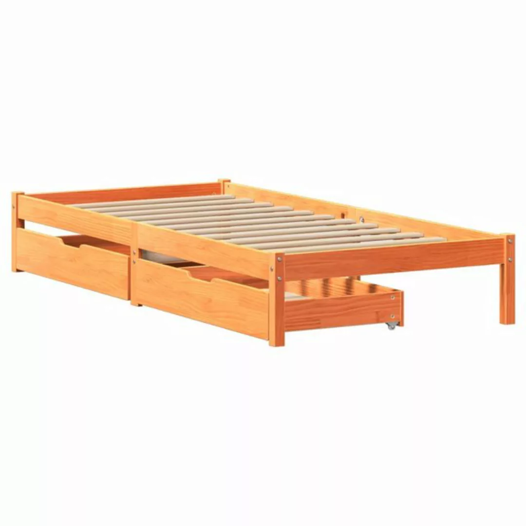 vidaXL Bett Massivholzbett ohne Matratze Wachsbraun 75x190 cm Kiefernholz günstig online kaufen