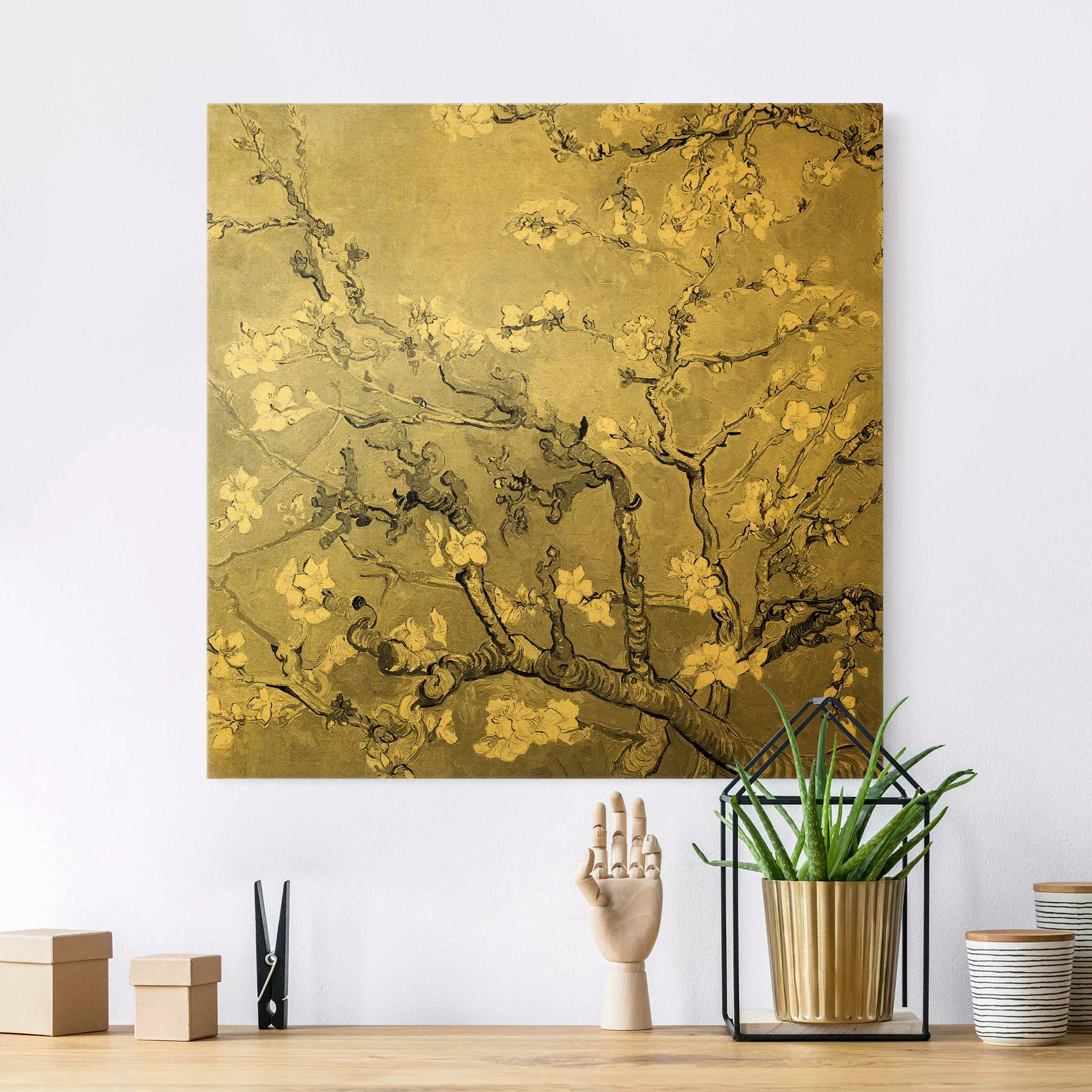 Leinwandbild Gold Vincent van Gogh - Mandelblüte Schwarz-Weiß günstig online kaufen