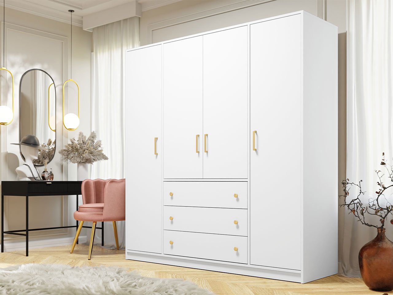 MIRJAN24 Kleiderschrank Retro D4 (mit 4 günstig online kaufen