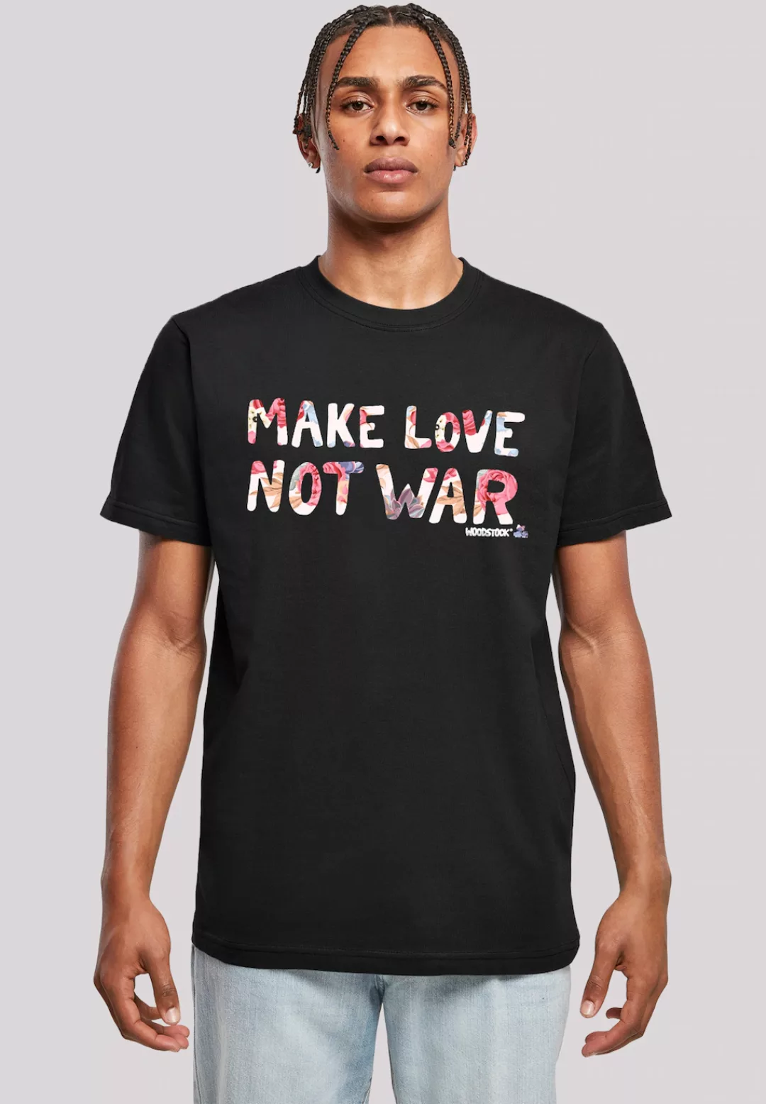 F4NT4STIC T-Shirt "WOODSTOCK Make Love Not War Floral", Herren,Premium Merc günstig online kaufen