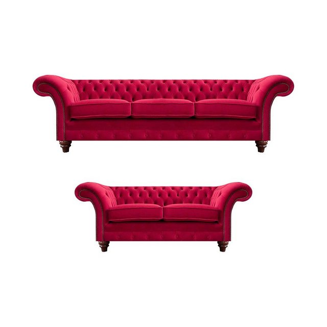 JVmoebel Sofa Designer Rote Chesterfield Couchen Moderne Polster Stoffsofas günstig online kaufen