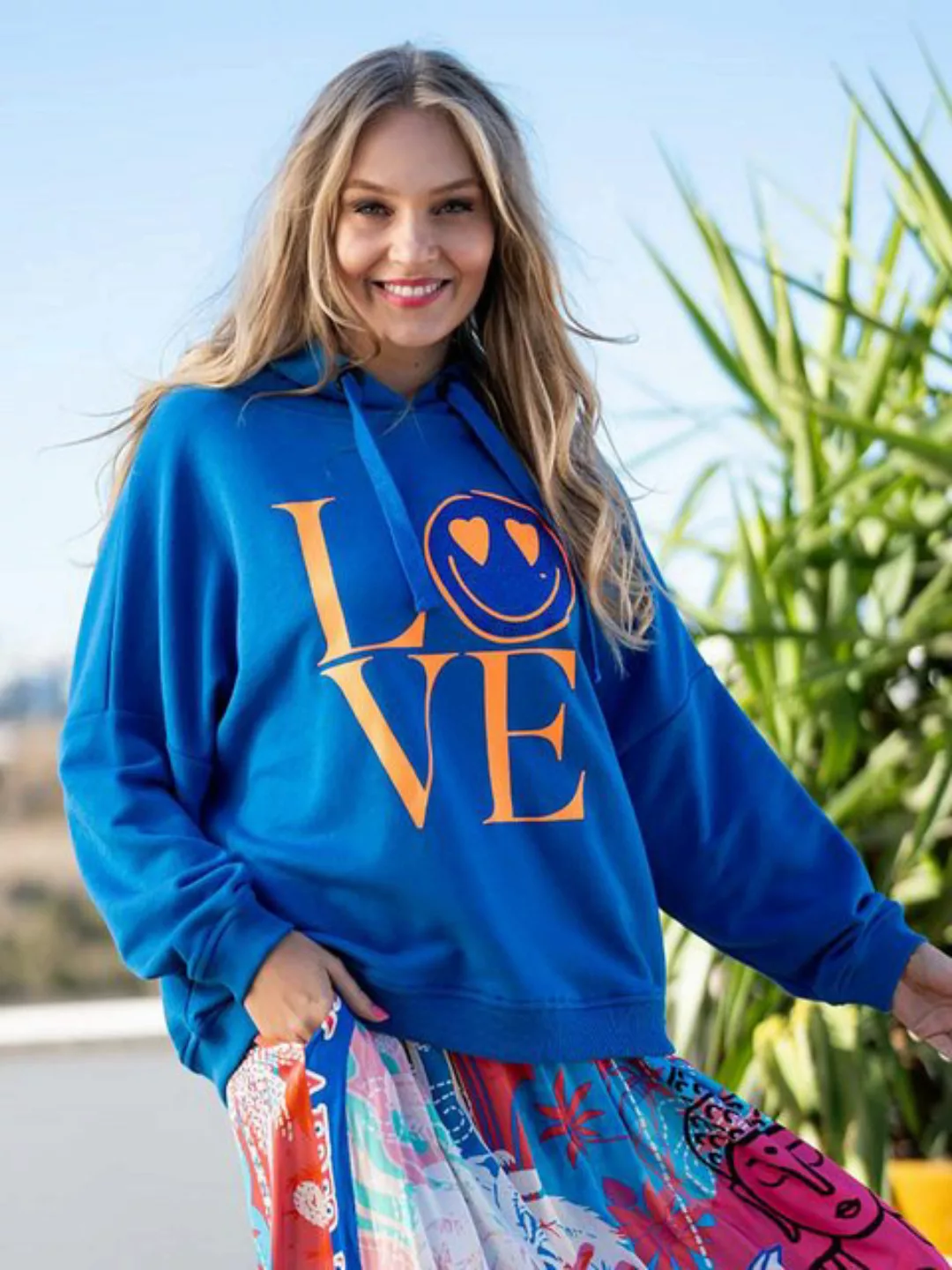 Miss Goodlife Hoodie Love Heartface Blau günstig online kaufen