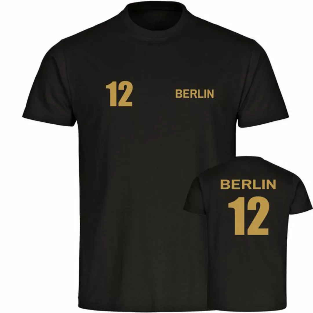 multifanshop T-Shirt Herren Berlin rot - Trikot Nummer 12 gold - Männer günstig online kaufen