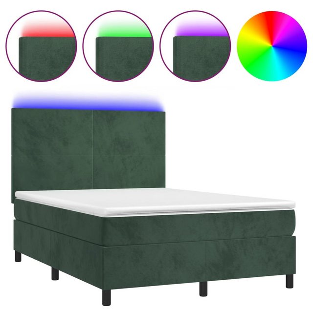 vidaXL Boxspringbett Boxspringbett mit Matratze & LED Samt (140 x 190 cm, G günstig online kaufen