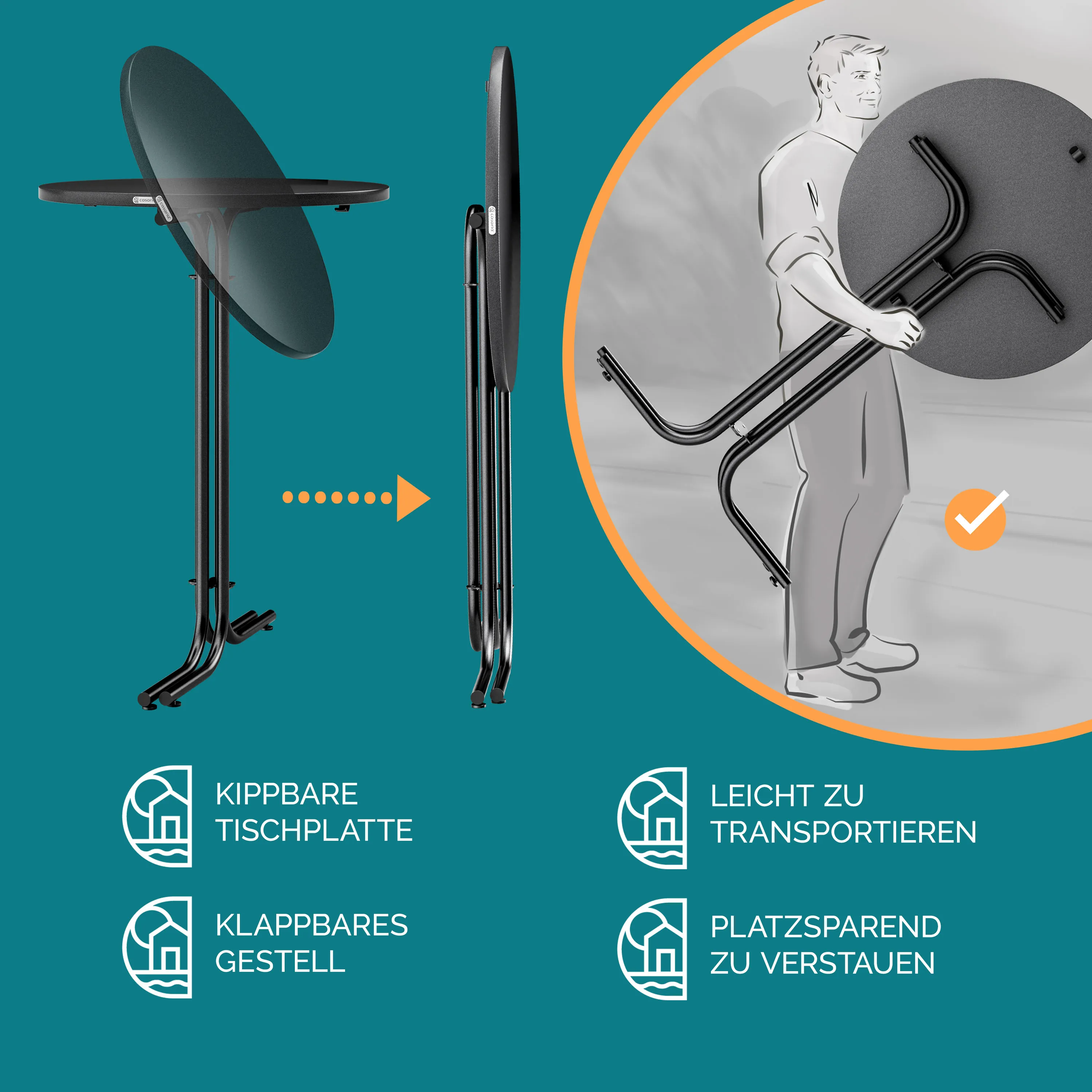 Stehtisch Grau 110x70cm + Stehtischhusse Rot Ø70cm günstig online kaufen