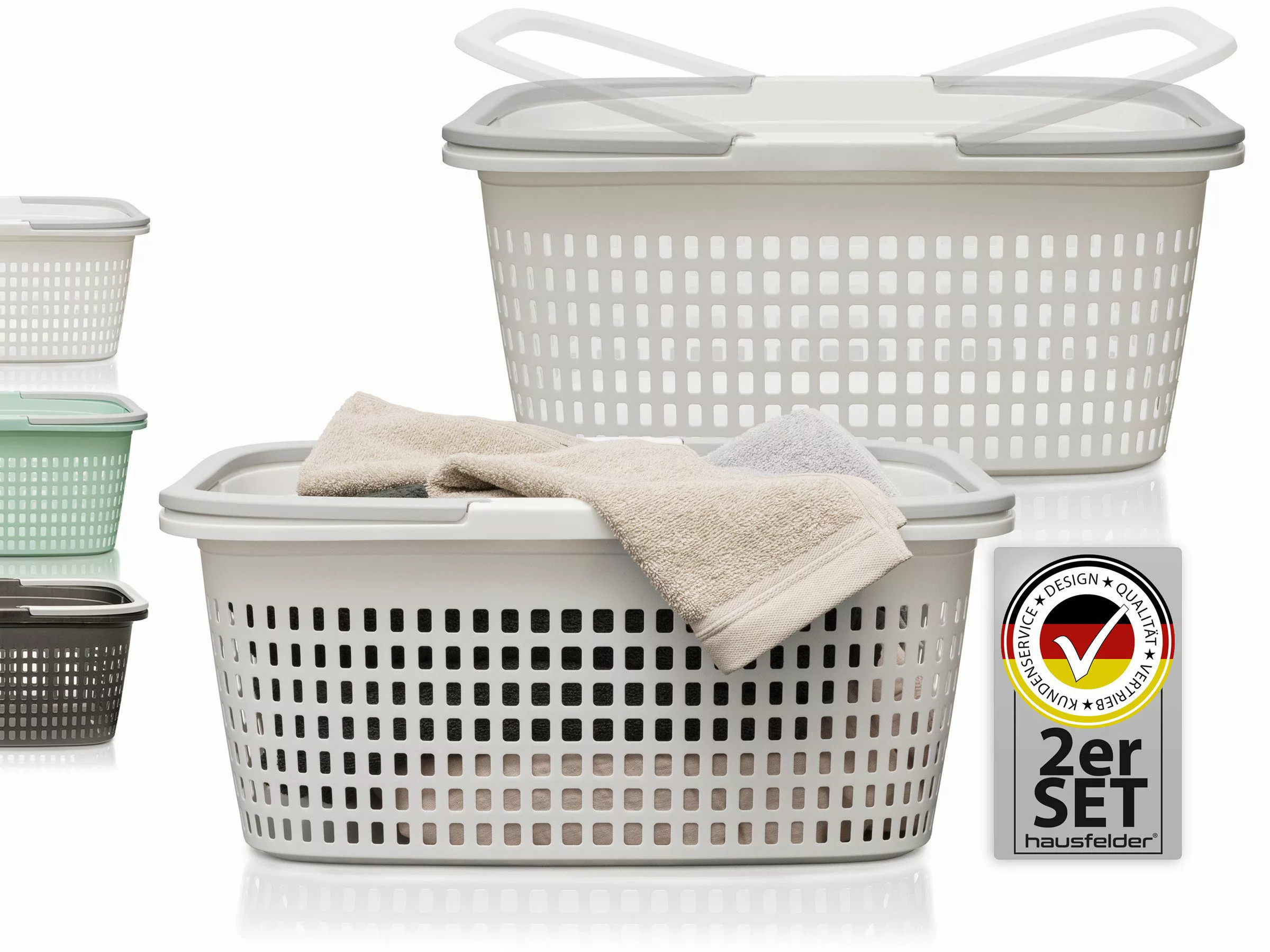 Hausfelder Wäschekorb Wäschewanne 58x37x25cm (Weiß, 2 günstig online kaufen