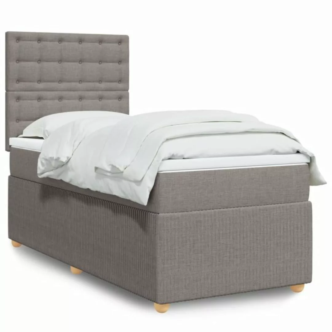 vidaXL Boxspringbett, Boxspringbett mit Matratze Taupe 80x200 cm Stoff günstig online kaufen