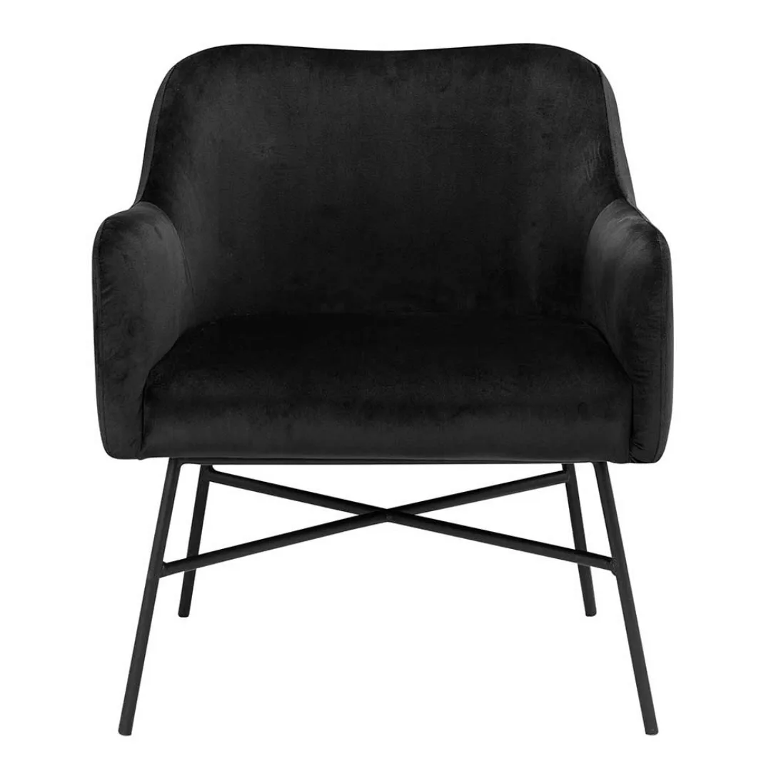 Wohnzimmer Sessel in Schwarz Samt Metall Vierfußgestell günstig online kaufen