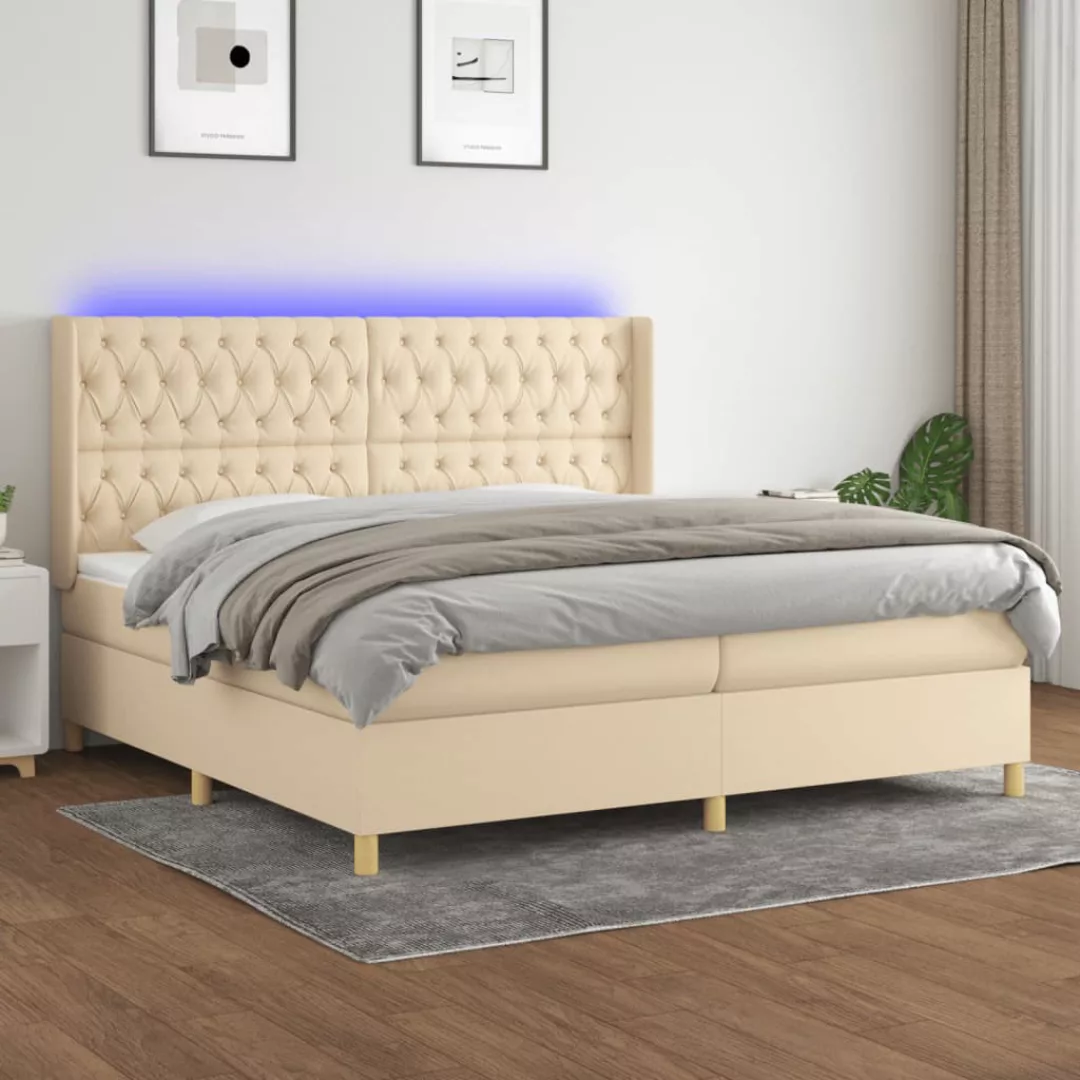 Vidaxl Boxspringbett Mit Matratze & Led Creme 200x200 Cm Stoff günstig online kaufen