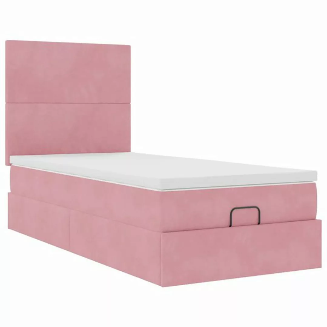 vidaXL Bett, Ottoman-Bett mit Matratzen & LEDs Rosa 100x200 cm Samt günstig online kaufen