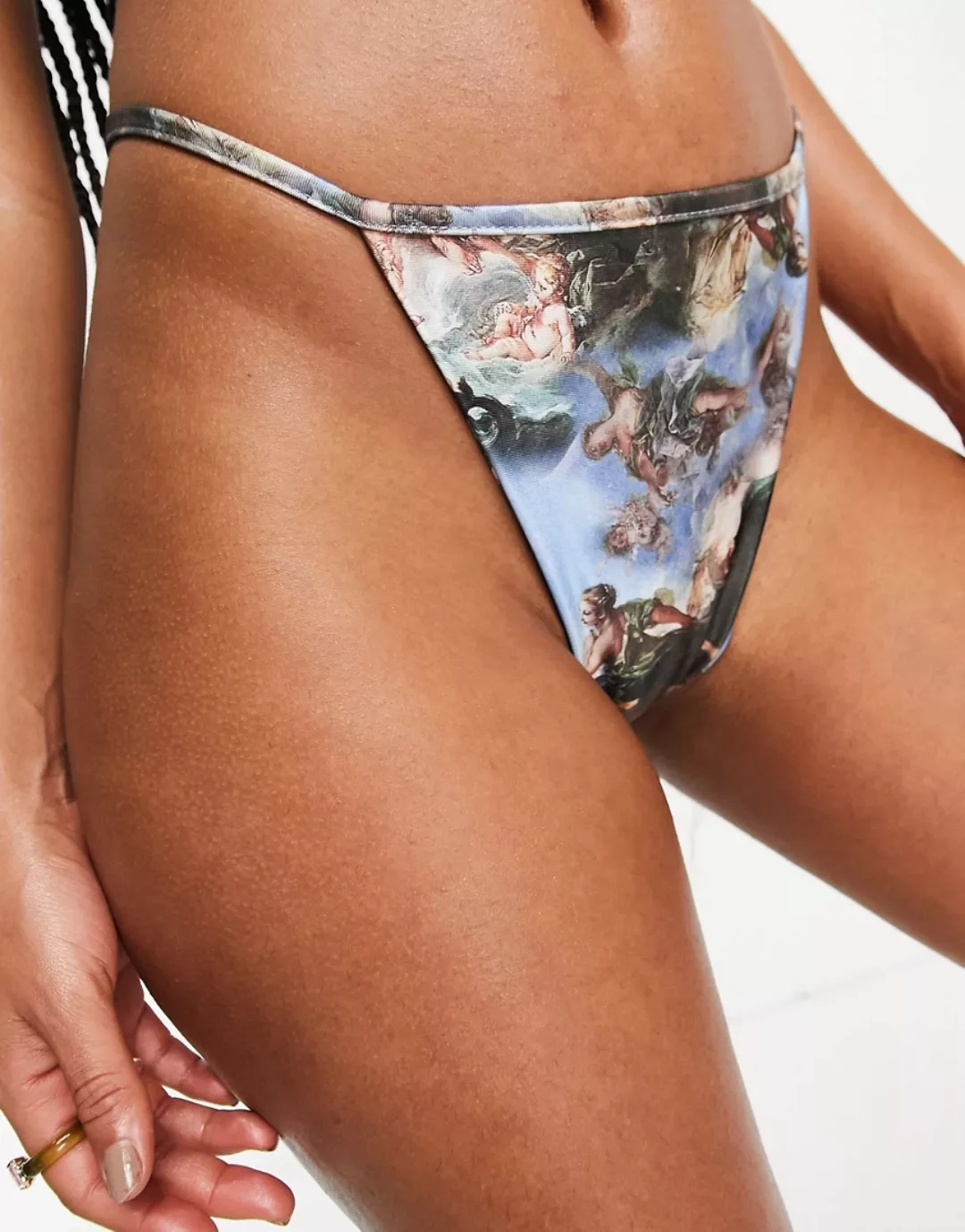 New Girl Order – Bikinihose mit hohem Beinausschnitt, seitlicher Schnürung günstig online kaufen