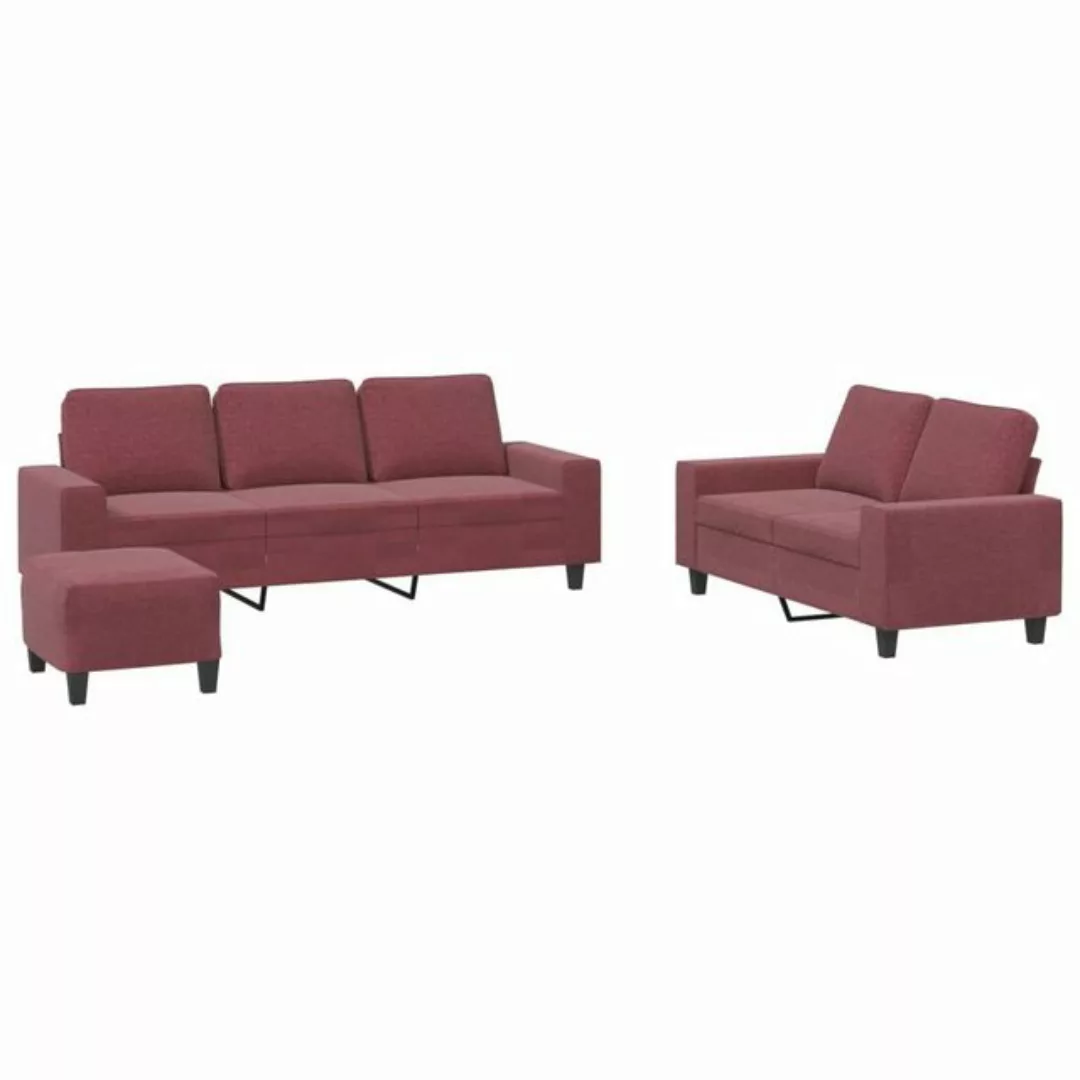 vidaXL Sofa 3-tlg. Sofagarnitur Weinrot Stoff günstig online kaufen