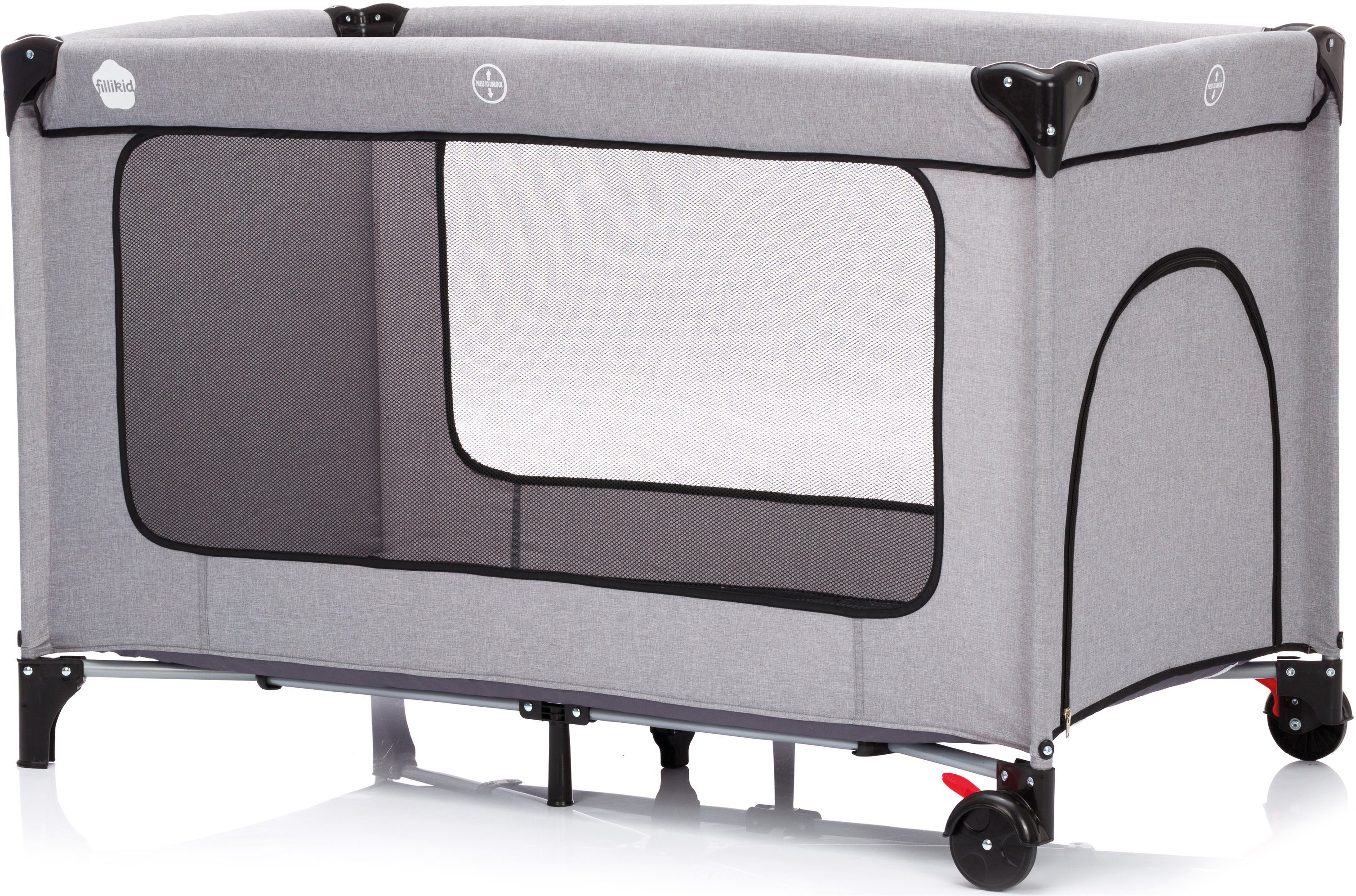Fillikid Baby-Reisebett Standard grau melange, Inklusive günstig online kaufen