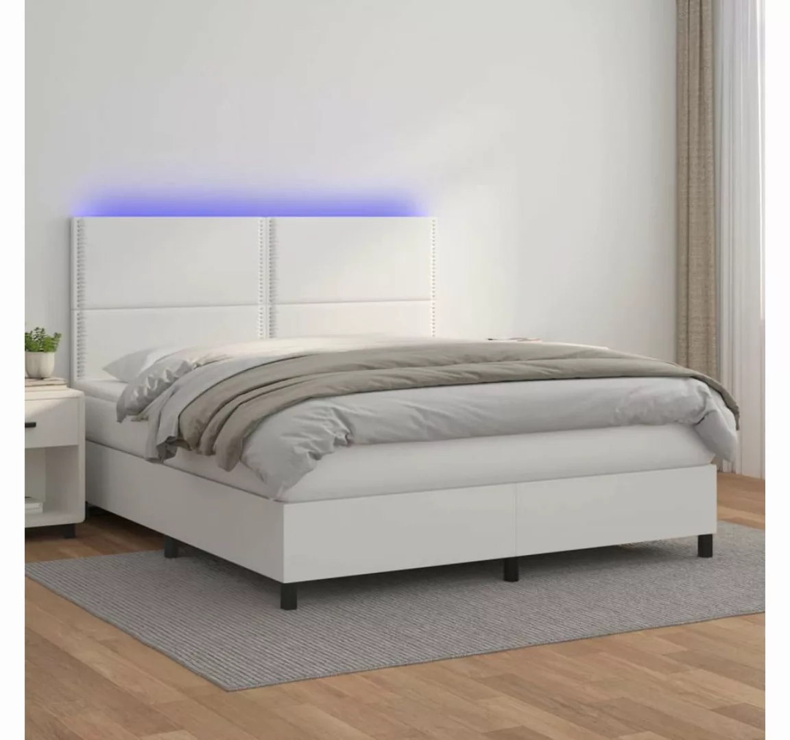 vidaXL Boxspringbett Boxspringbett mit Matratze & LED Kunstleder (160 x 200 günstig online kaufen