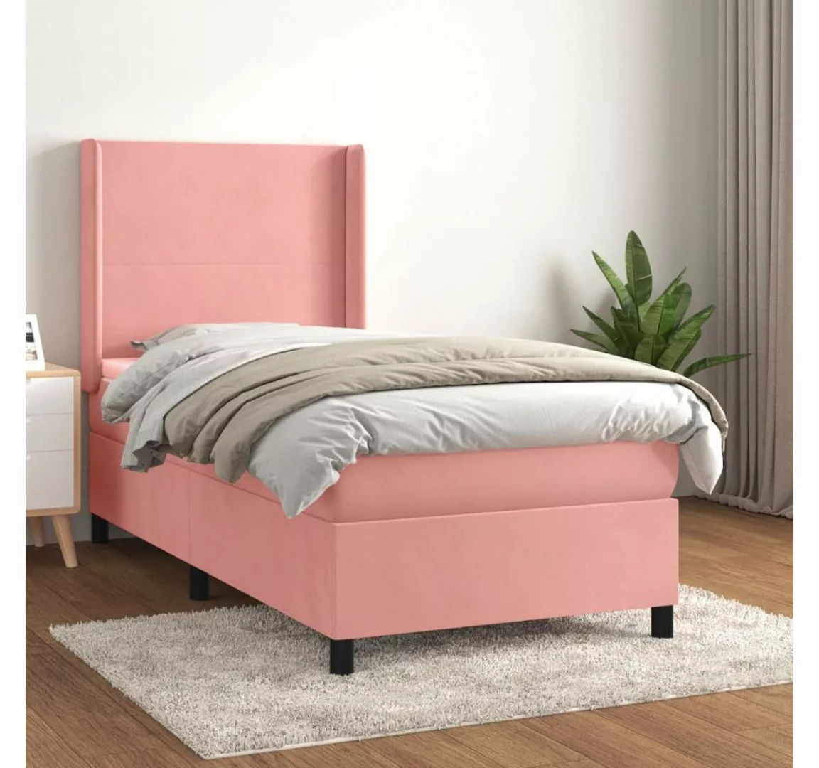 vidaXL Boxspringbett Boxspringbett mit Matratze Rosa 80x200 cm Samt Bett Be günstig online kaufen