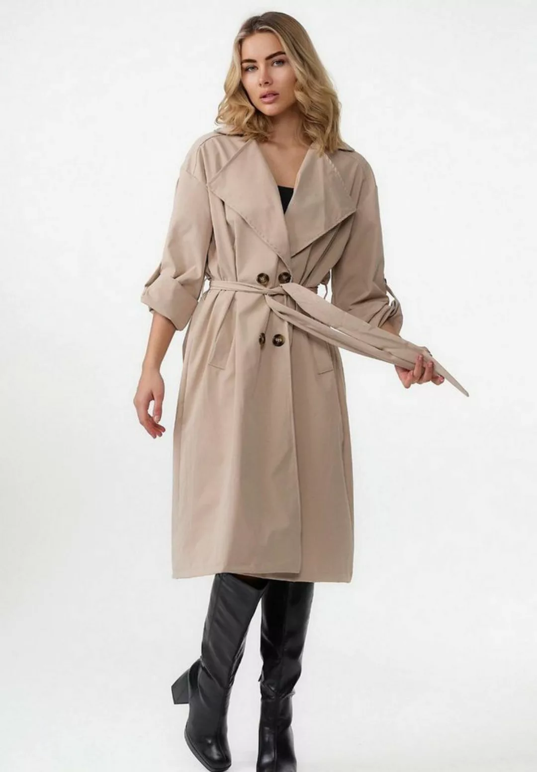 Worldclassca Trenchcoat Worldclassca TRENCHCOAT Oversize mit Gürtel Reversk günstig online kaufen