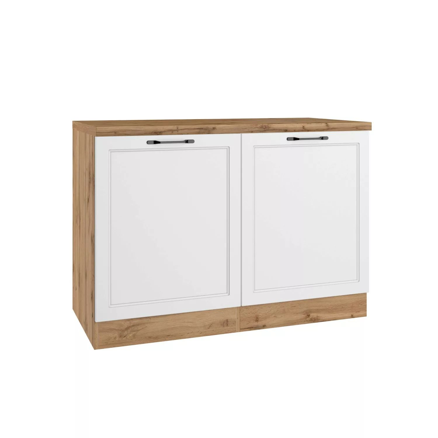 Held Küchen Spülenschrank Kempten 120 cm Weiß/Wotan günstig online kaufen