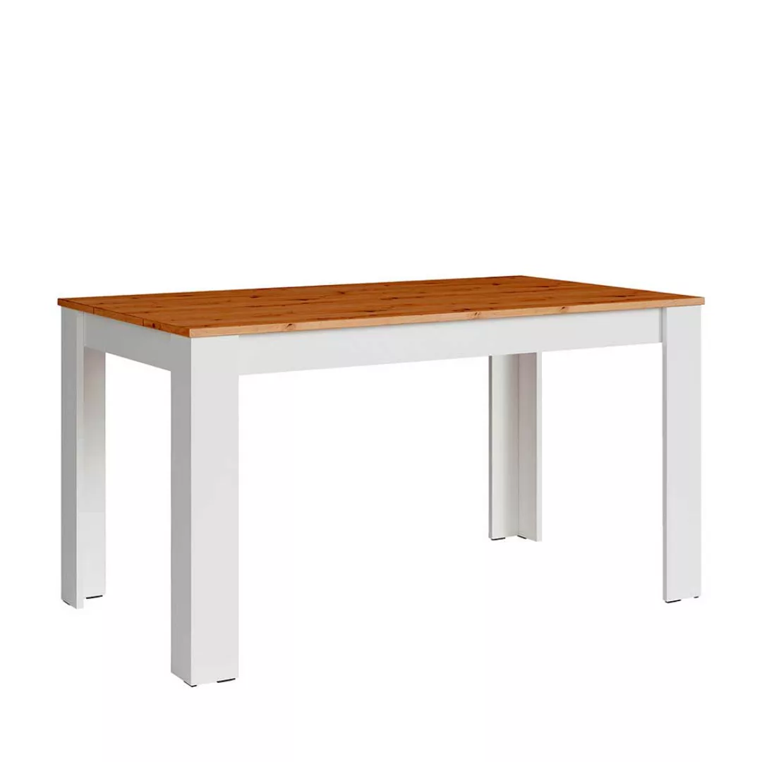 Tisch Esszimmer zweifarbig in Weiß Wildeichefarben günstig online kaufen