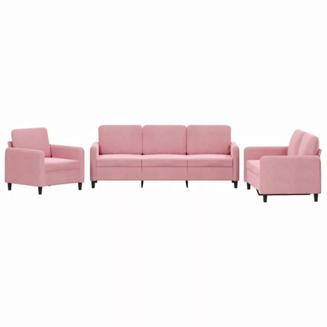 vidaXL Sofa 3-tlg. Sofagarnitur Rosa Samt günstig online kaufen