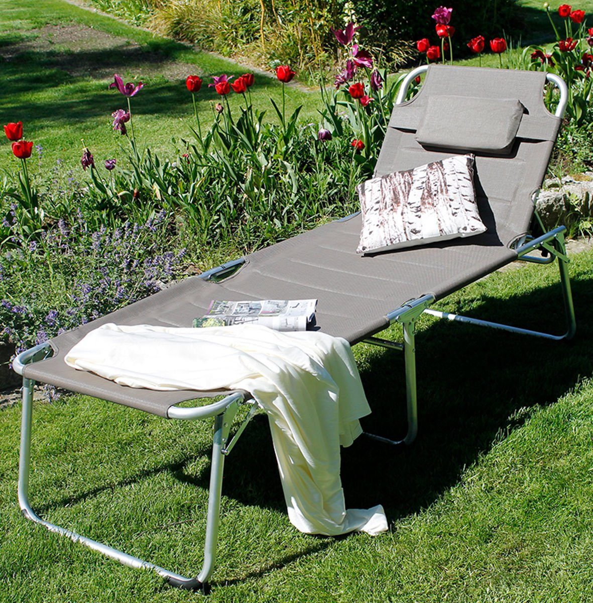 LEX Gartenliege XXL Sonnenliege Dreibeinliege Gartenliege günstig online kaufen