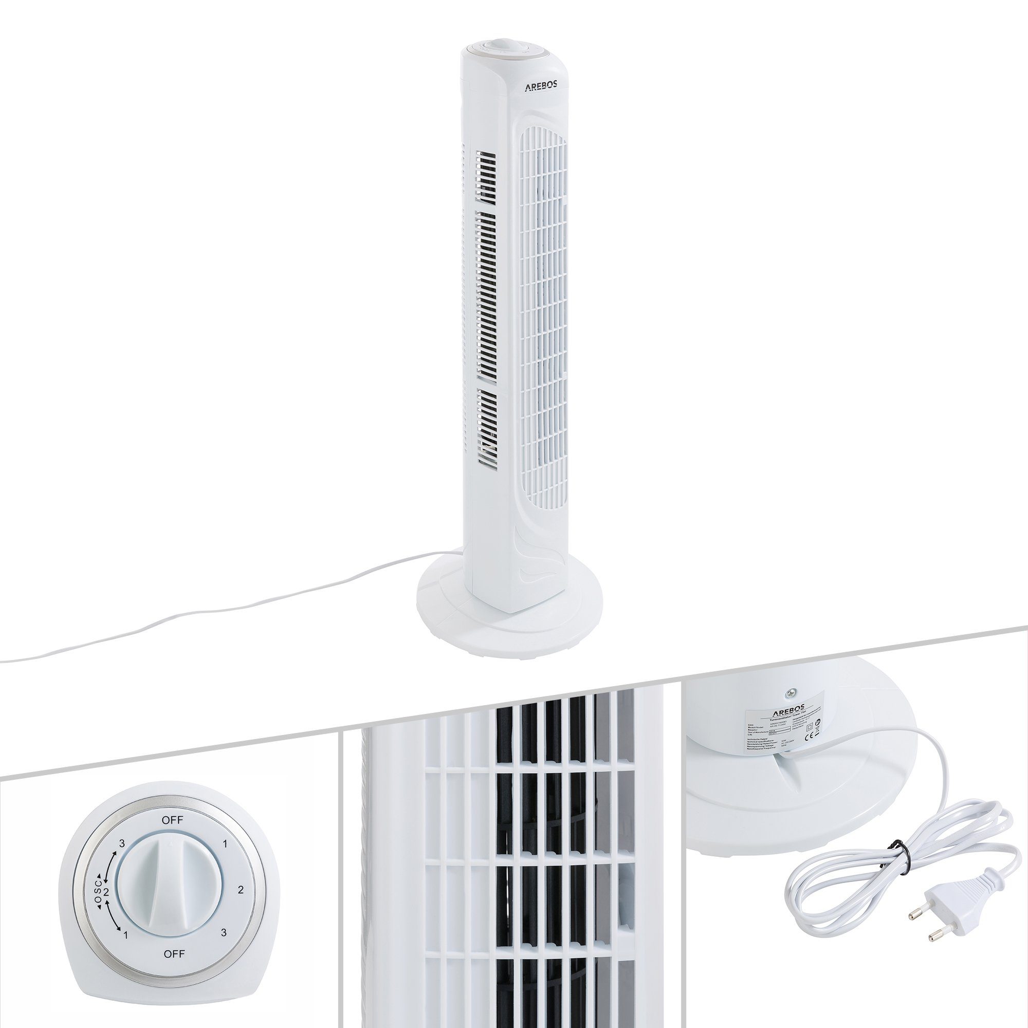 Arebos Turmventilator Turmventilator, 50 Watt, 60°-Oszillation, günstig online kaufen