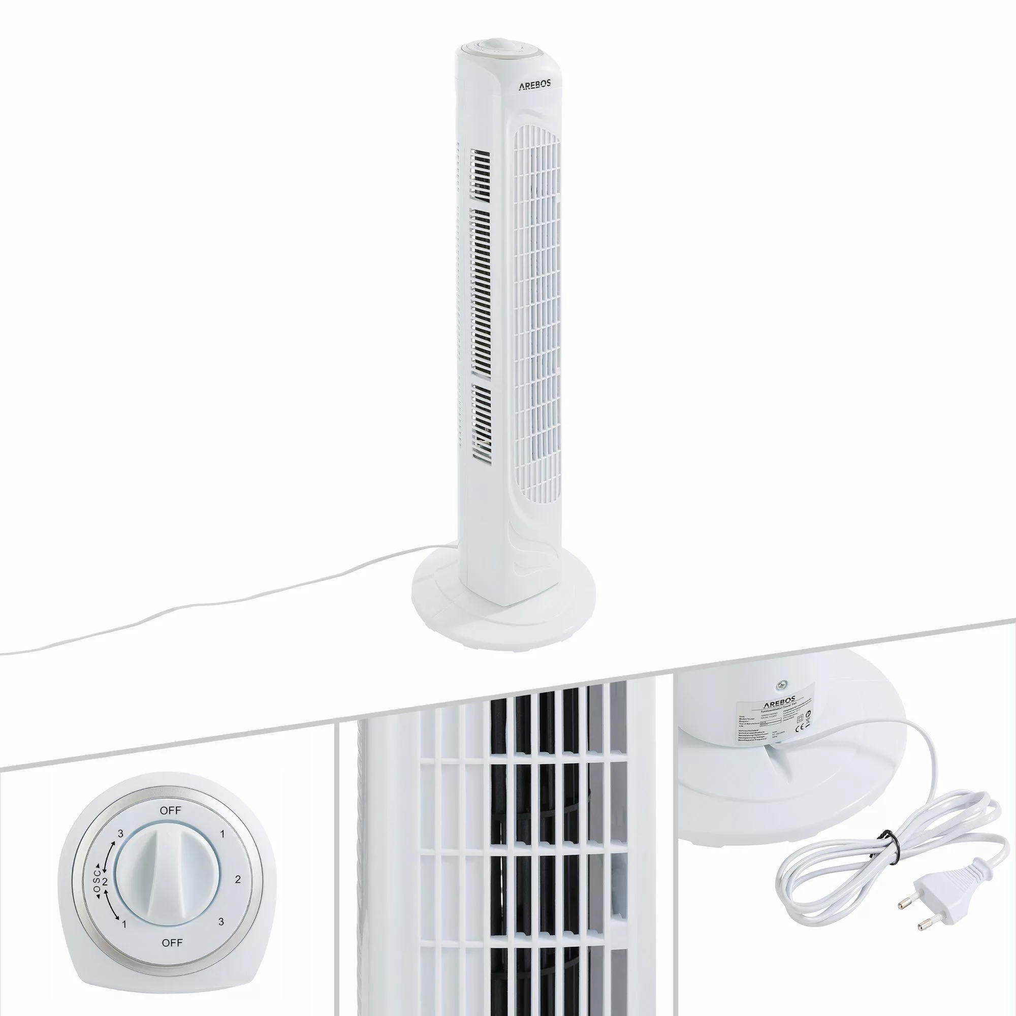 Arebos Turmventilator Turmventilator, 50 Watt, 60°-Oszillation, günstig online kaufen