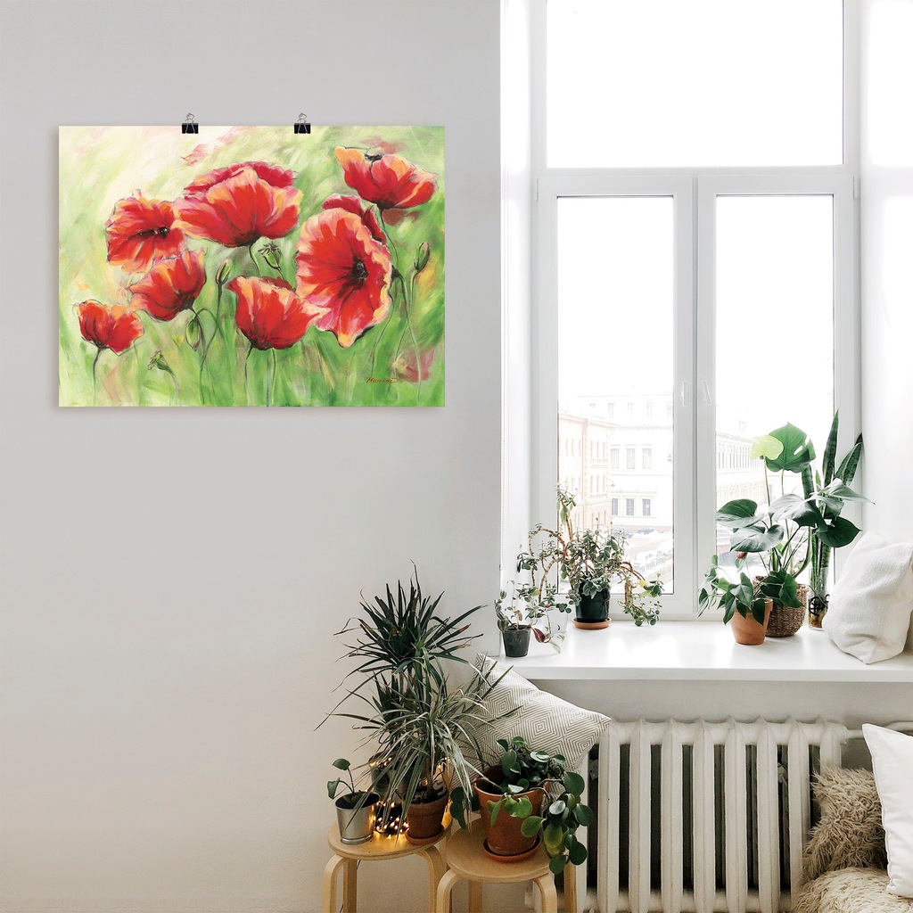 Artland Wandbild "Rote Mohnblumen II", Blumen, (1 St.), als Leinwandbild, P günstig online kaufen