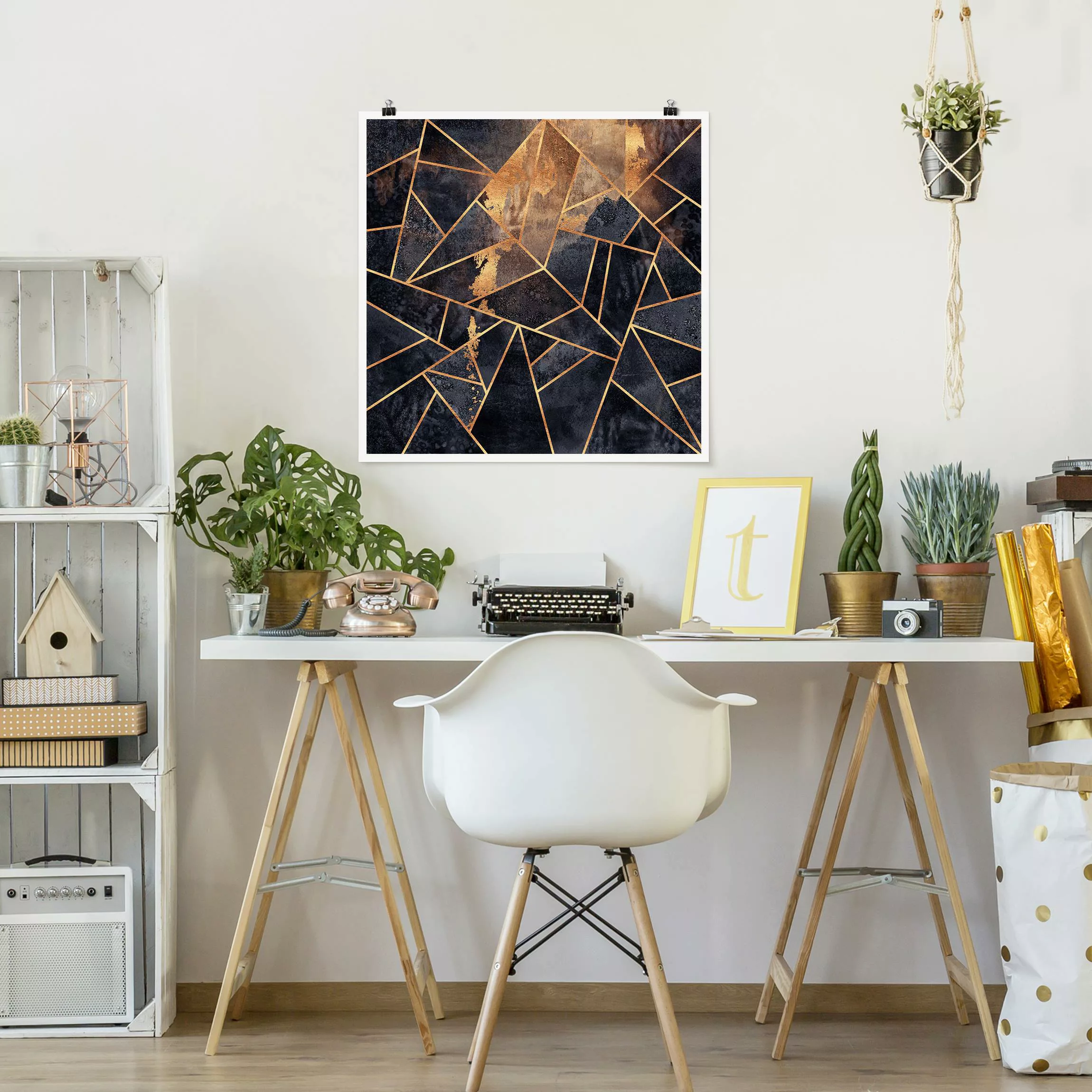 Poster Onyx mit Gold günstig online kaufen