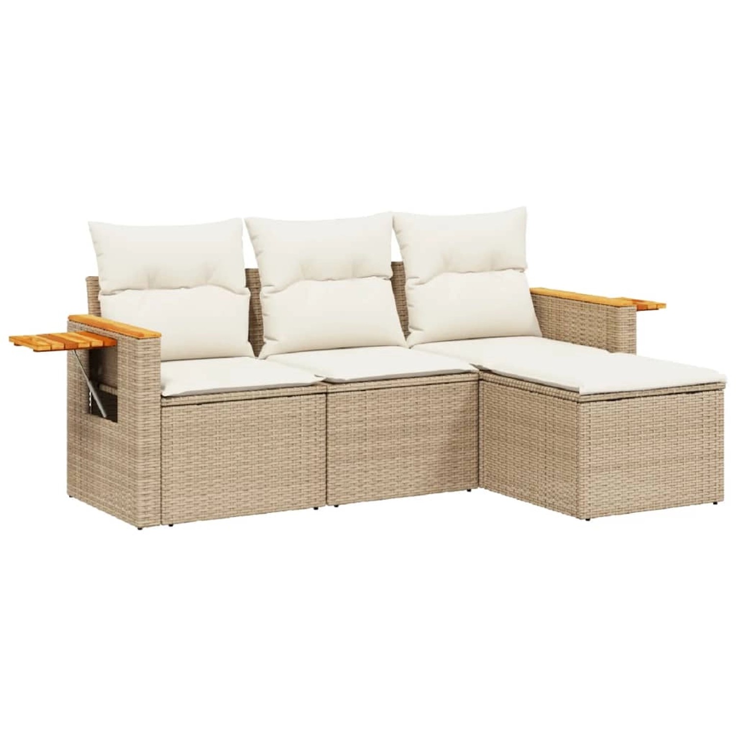 vidaXL 4-Tlg Garten-Sofagarnitur mit Kissen Beige Poly Rattan 3259146 günstig online kaufen