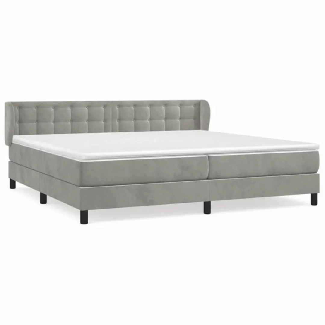 vidaXL Bettgestell Boxspringbett mit Matratze Hellgrau 200x200 cm Samt Bett günstig online kaufen