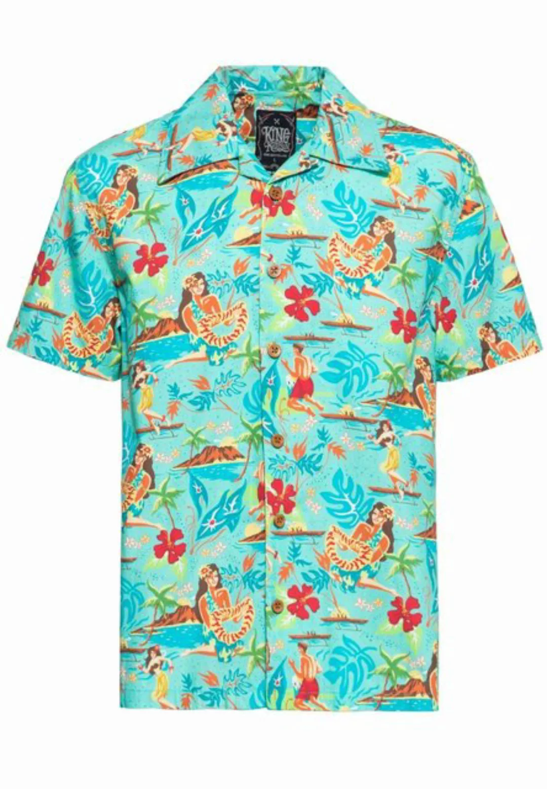 KingKerosin Kurzarmhemd mit Tropical Hawaiian Style günstig online kaufen