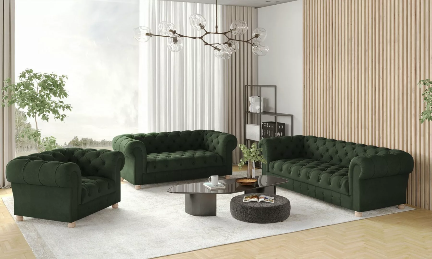 Kaiser Möbel Chesterfield-Sofa 3+2+1 Sofagarnitur, elegant, klassisch, in e günstig online kaufen