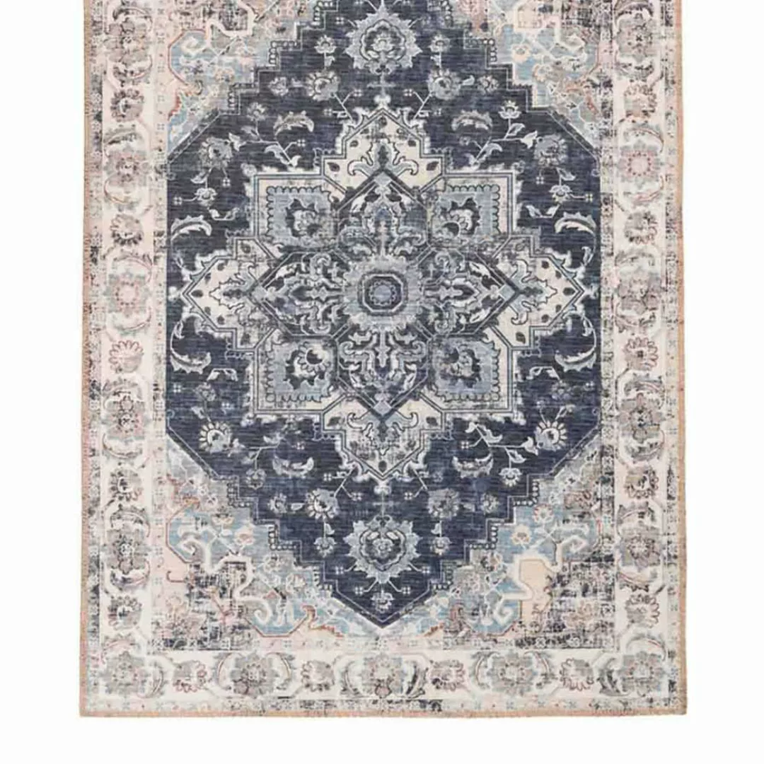 Vintage Teppich in Blau und Grau orientalischen Muster günstig online kaufen