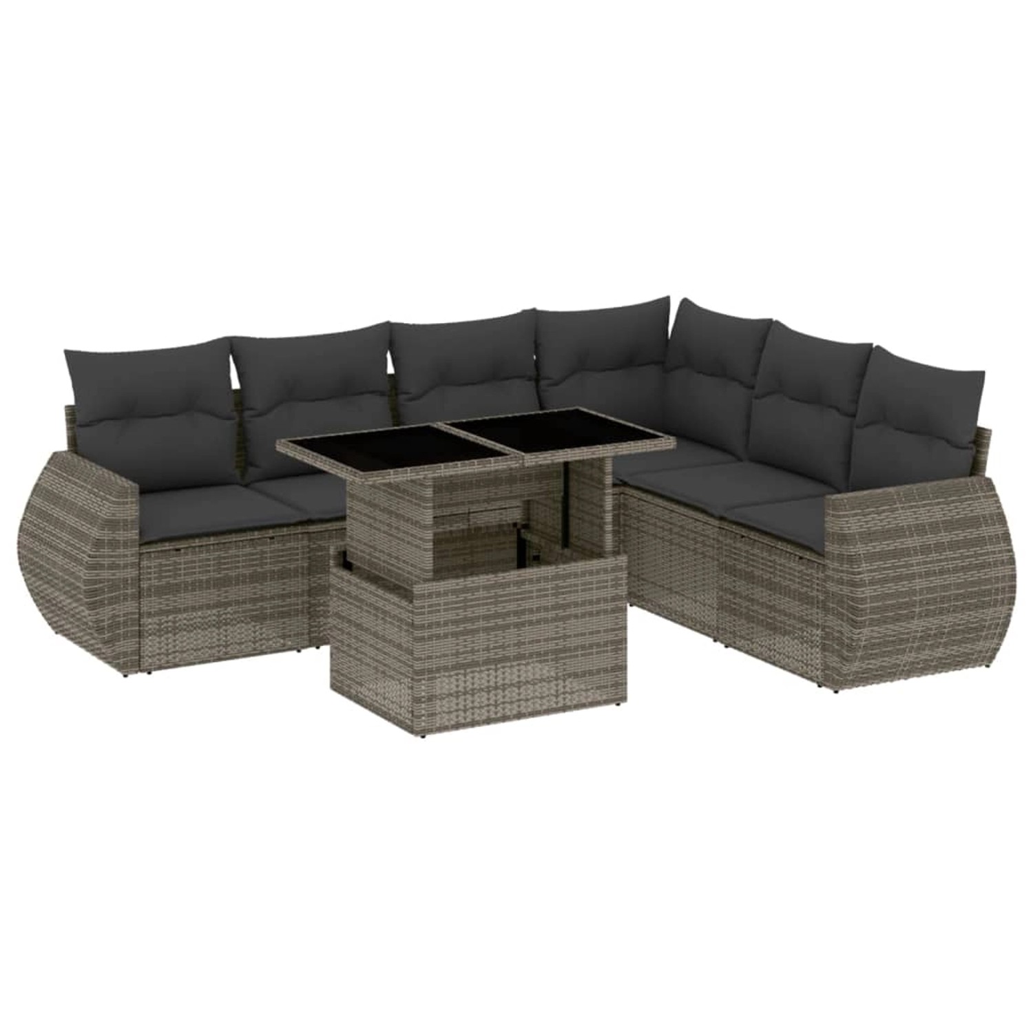 vidaXL 7-Tlg Garten-Sofagarnitur mit Kissen Grau Poly Rattan 3268560 günstig online kaufen