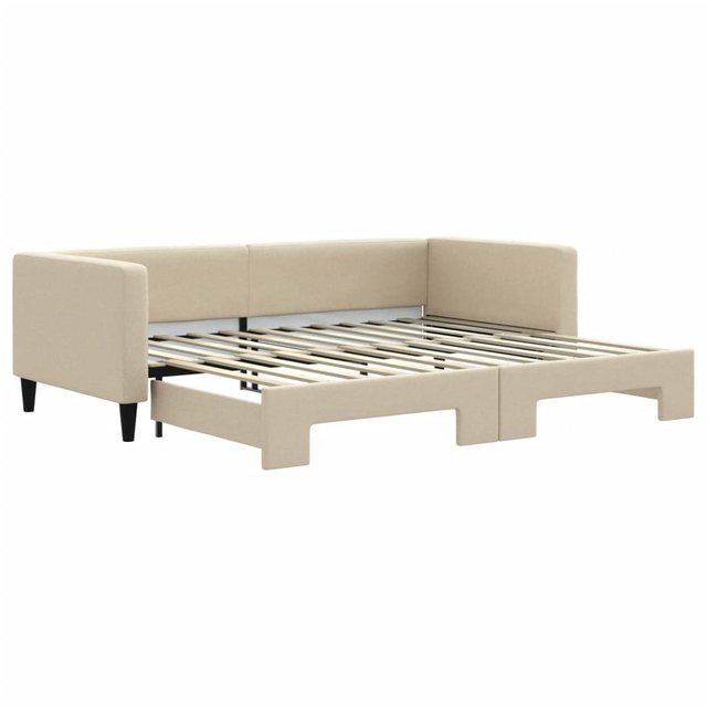 vidaXL Gästebett Gästebett Tagesbett Ausziehbar Creme 90x200 cm Stoff Bett günstig online kaufen