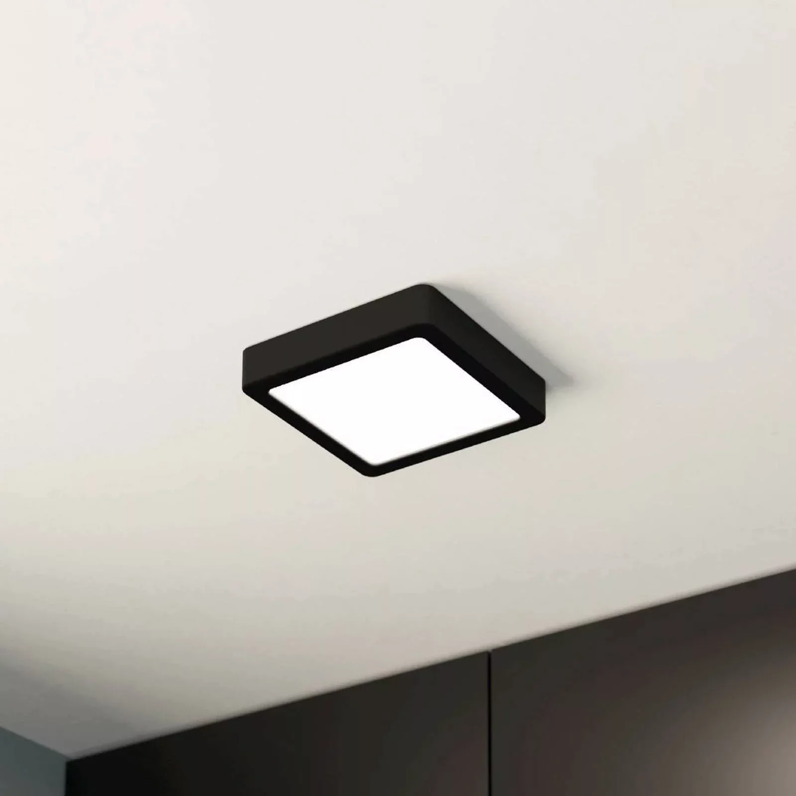 LED-Deckenlampe Fueva 5 IP44 3000K schwarz 16x16cm günstig online kaufen