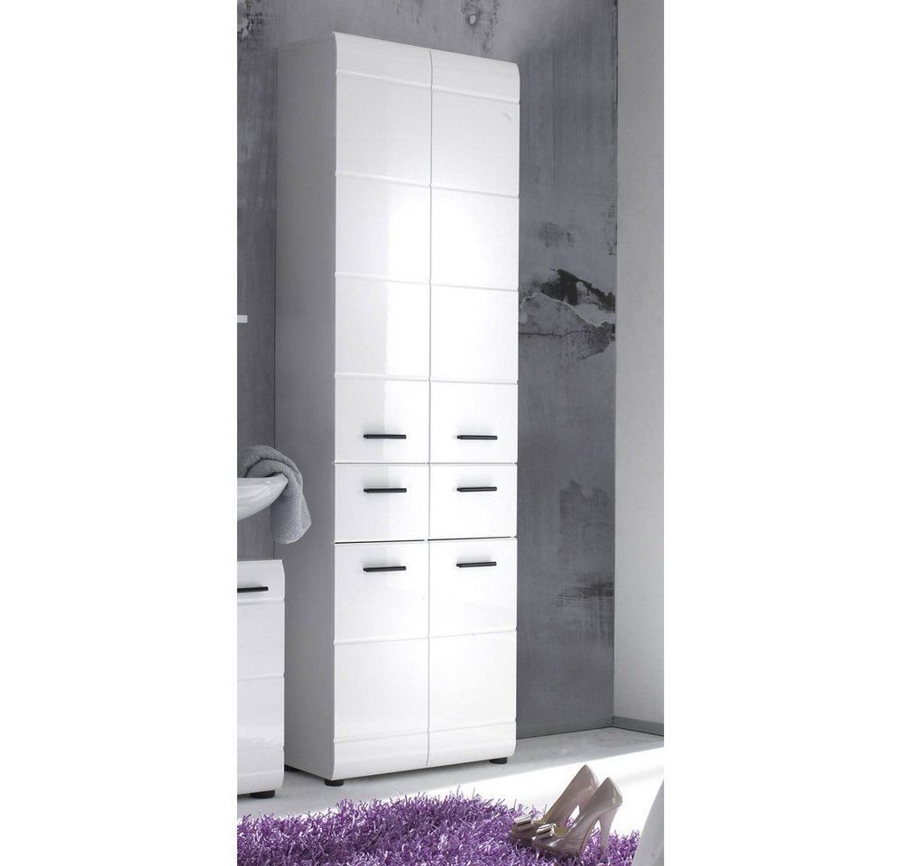 Lomadox Hochschrank LISBOA-19 Weiß Hochglanz 60/182/31 cm günstig online kaufen