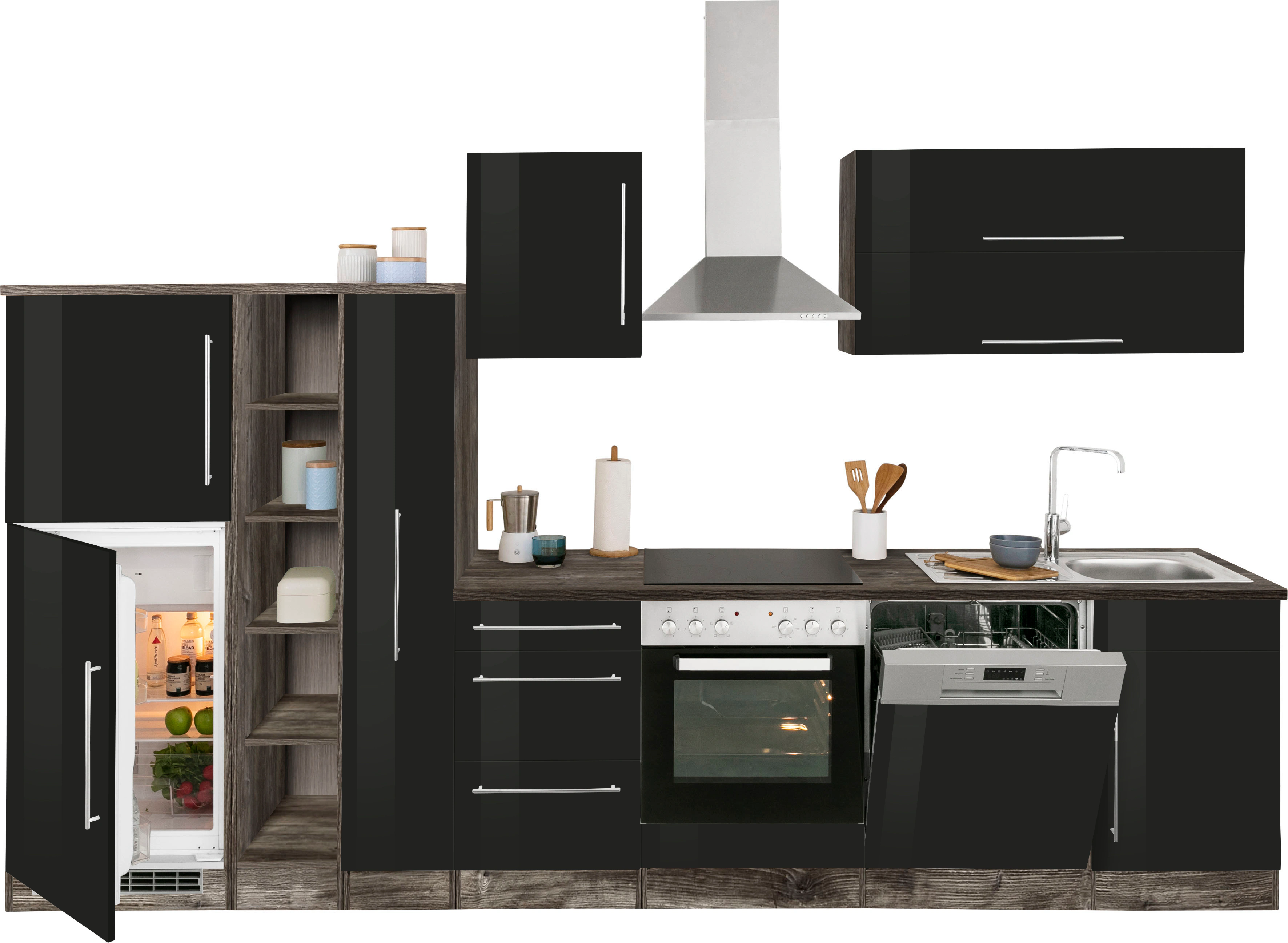 KOCHSTATION Küchenzeile "KS-Samos", mit E-Geräten, Breite 340 cm günstig online kaufen