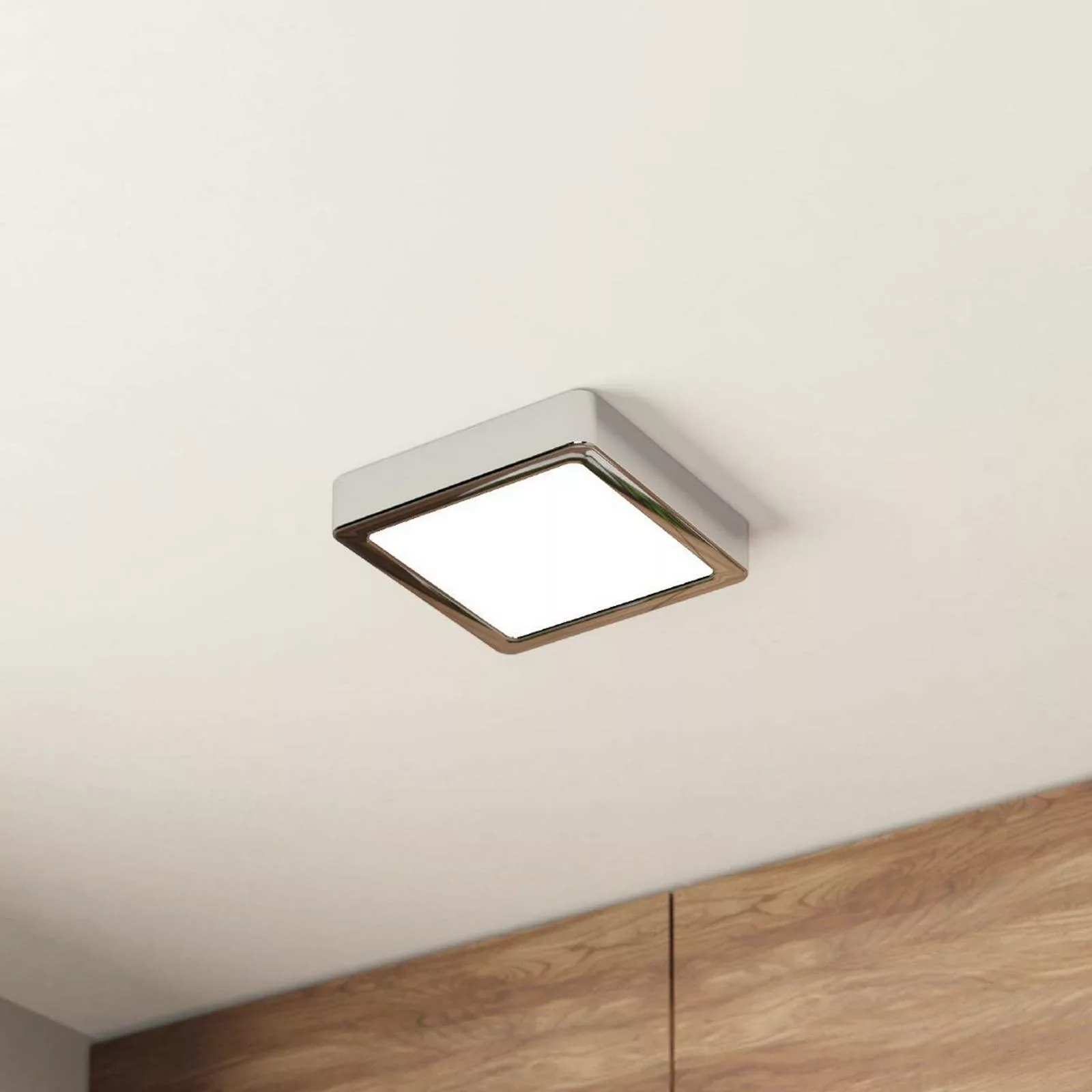 LED-Deckenlampe Fueva 5 IP44 3000K chrom 16x16cm günstig online kaufen