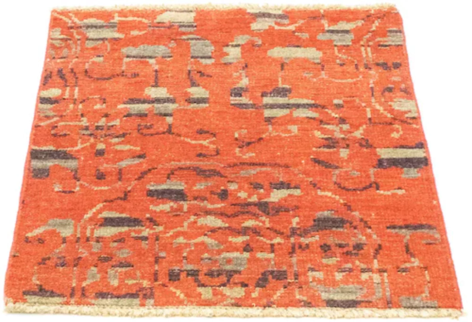 morgenland Wollteppich »Designer Teppich handgeknüpft orange«, quadratisch, günstig online kaufen